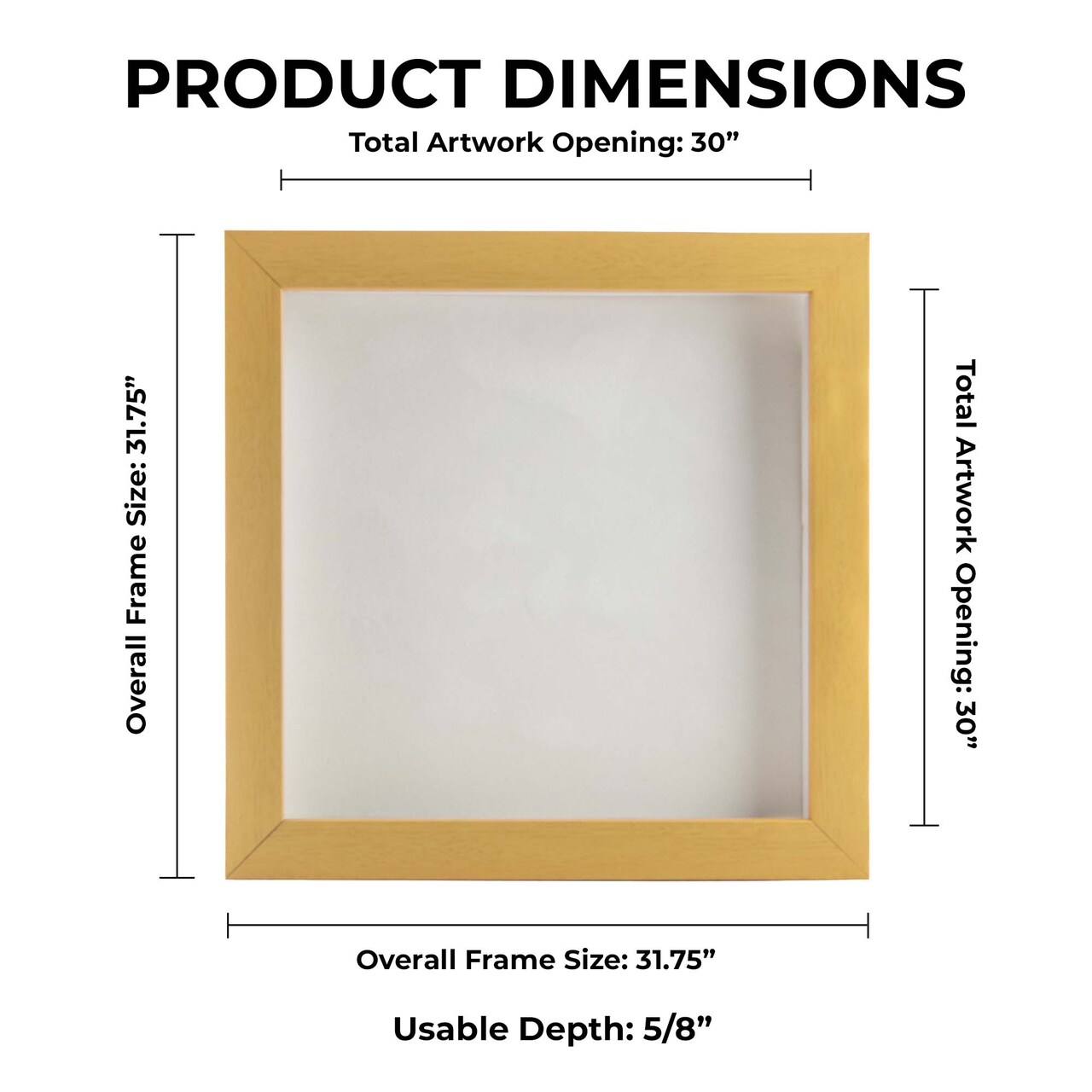 Classic Natural Wood Shadow Box Frame with Acrylic Front - White Suede Backing, 30 Sizes